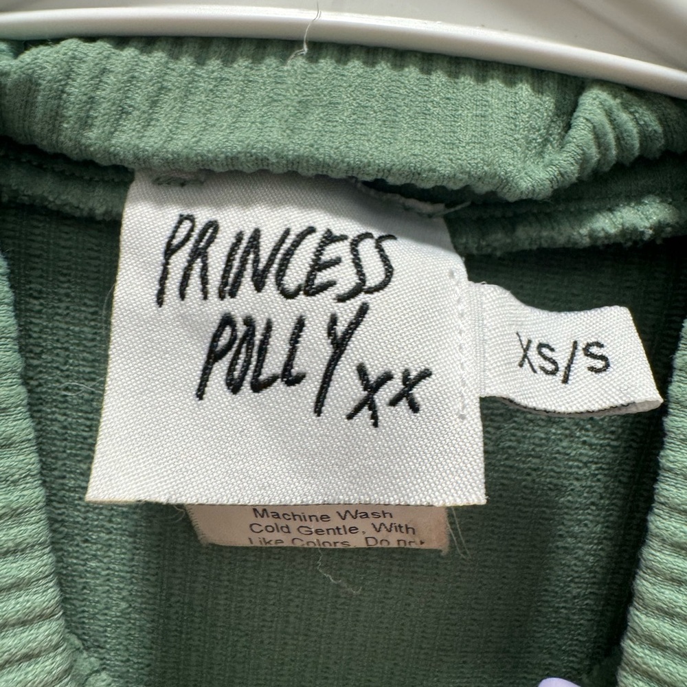 Princess Polly Sage Green Ribbed Mock Neck Crop - XS/S - Picture 2 of 5